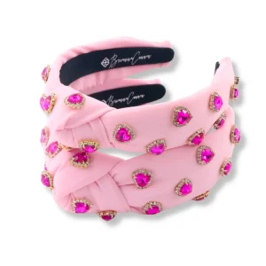 Child Size Light Pink Headband with Hot Pink Pavé Crystal Hearts-Brianna Cannon Sale