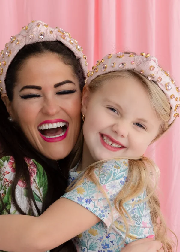 Child Size Light Pink Textured Headband with Crystals-Brianna Cannon Hot