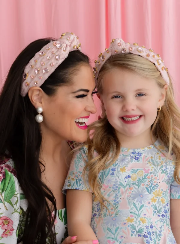 Child Size Light Pink Textured Headband with Crystals-Brianna Cannon Hot