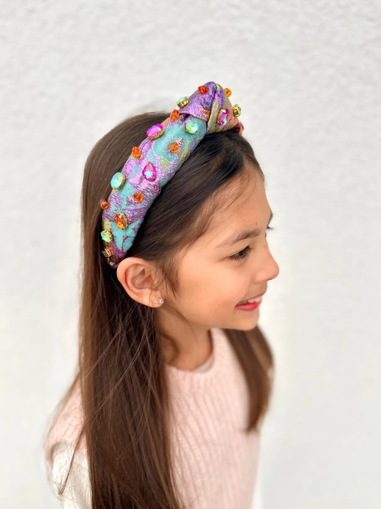 child_size_metallic_iride_2.webp Child Size Metallic Iridescence Brocade Headband With Crystals-Brianna Cannon Fashion
