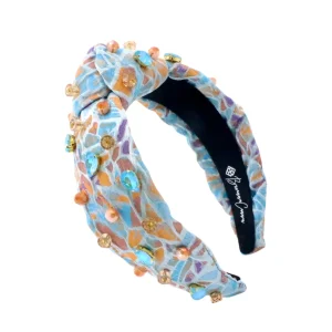 Child Size Mosaic Headband with Blue & Orange Crystals-Brianna Cannon Fashion