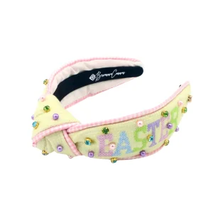 Child Size Pastel Yellow EASTER Cross Stitch Headband-Brianna Cannon Hot