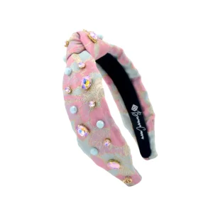 Child Size Pink & Blue Brocade Headband With Crystals & Stones-Brianna Cannon Online