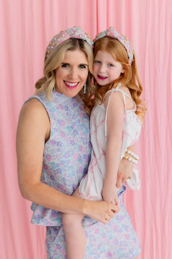 Child Size Pink & Blue Brocade Headband With Crystals & Stones-Brianna Cannon Online
