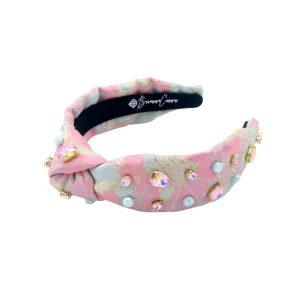 Child Size Pink & Blue Brocade Headband With Crystals & Stones-Brianna Cannon Online