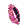 Child Size Pink & Gold Floral Headband with Gold Beads & Pink Crystals-Brianna Cannon Outlet