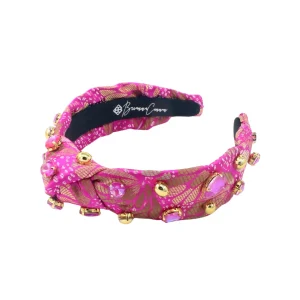 Child Size Pink & Gold Floral Headband with Gold Beads & Pink Crystals-Brianna Cannon Outlet