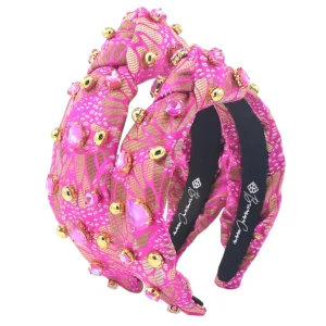 Child Size Pink & Gold Floral Headband with Gold Beads & Pink Crystals-Brianna Cannon Outlet