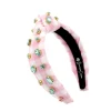 Child Size Pink Gingham Headband with Robin Egg Blue Rhinestones-Brianna Cannon New