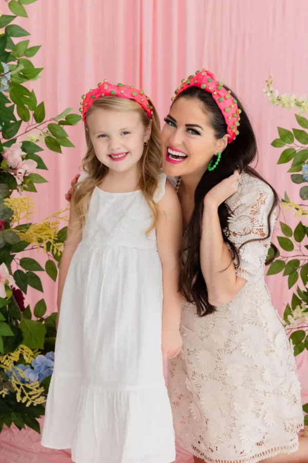 Child Size Pink Shimmer Headband with Jade Stones-Brianna Cannon Outlet