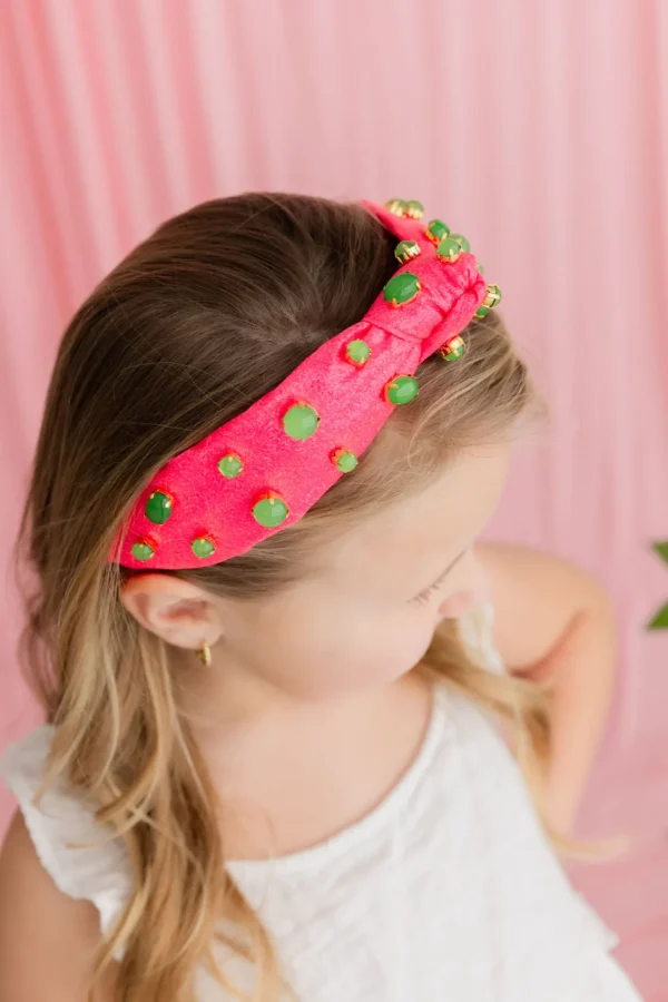 Child Size Pink Shimmer Headband with Jade Stones-Brianna Cannon Outlet