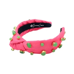 Child Size Pink Shimmer Headband with Jade Stones-Brianna Cannon Outlet