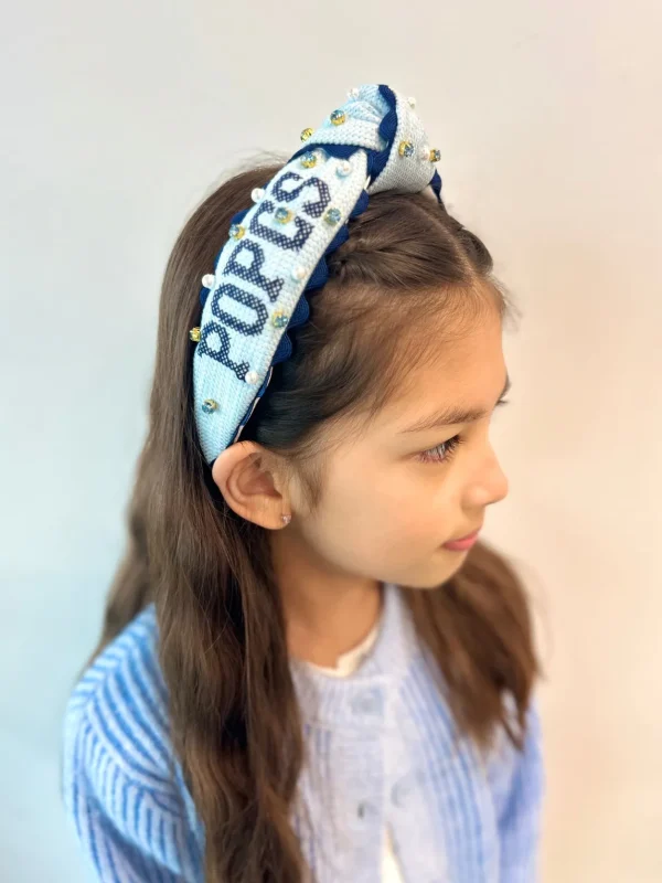 Child Size Prince of Peace Cross-stitch Headband With Pearls and Crystals-Brianna Cannon Best