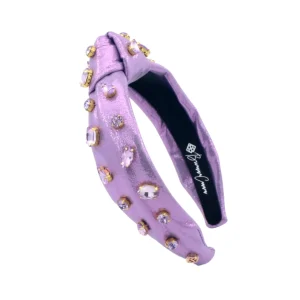 Child Size Shimmer Headband with Hand-Sewn Crystals in Purple-Brianna Cannon Clearance