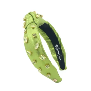 Child Size Shimmer Headband with Hand-Sewn Crystals in Green-Brianna Cannon New