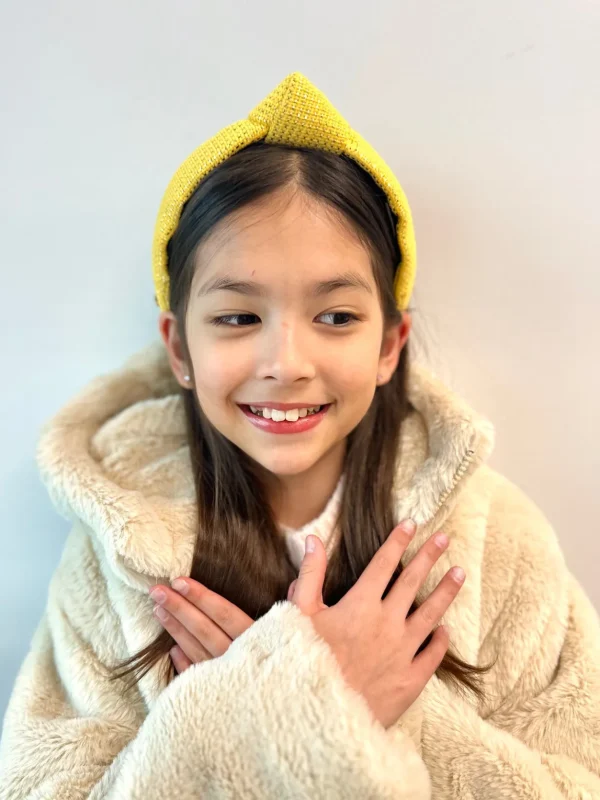 Child Size Solid Tweed and Gold Headband in Yellow-Brianna Cannon Best
