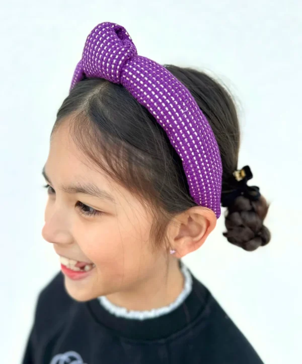 Child Size Solid Tweed and Gold Headband in Purple-Brianna Cannon Online