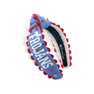 Child Size TCA TROJANS Cross-Stitch Headband With Crystals and Pearls-Brianna Cannon Discount