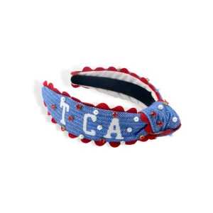 Child Size TCA TROJANS Cross-Stitch Headband With Crystals and Pearls-Brianna Cannon Discount