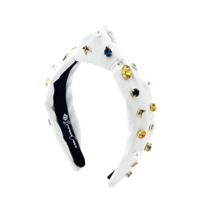 Child Size White PCA Logo Headband With Pearls and Crystals-Brianna Cannon Sale