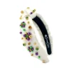 Child Size White Shimmer Mardi Gras Headband with Beads & Crystals-Brianna Cannon Best