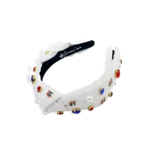 Child Size White TCA Logo Headband With Pearls and Crystals-Brianna Cannon Sale