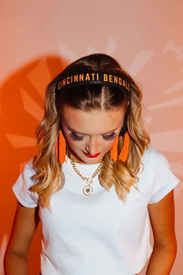 Cincinnati Bengals Thin Embroidered Headband-Brianna Cannon Fashion