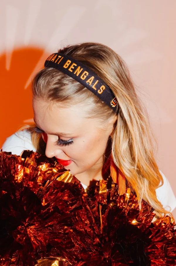 Cincinnati Bengals Thin Embroidered Headband-Brianna Cannon Fashion
