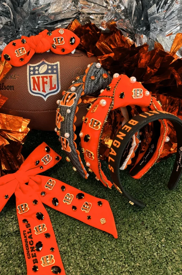 Cincinnati Bengals Thin Embroidered Headband-Brianna Cannon Fashion