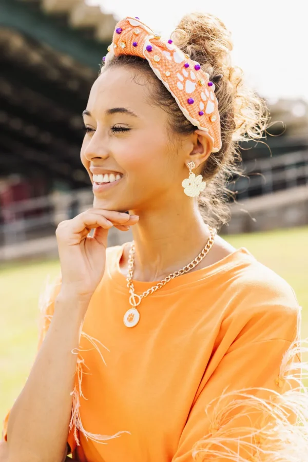 Clemson Gold Logo Earring with BC Logo-Brianna Cannon Sale