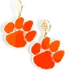 Clemson Orange and White Paw Earrings-Brianna Cannon Online