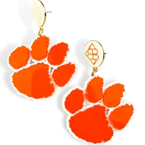 Clemson Orange and White Paw Earrings-Brianna Cannon Online