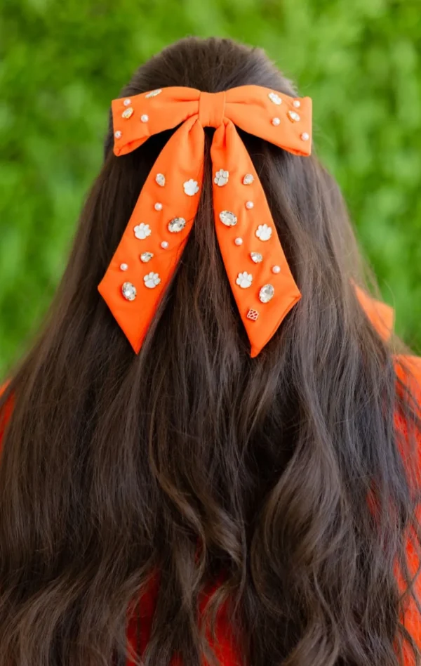 Clemson Orange Bow Barrette-Brianna Cannon New