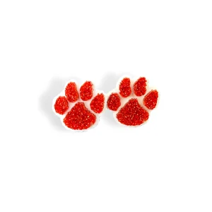 Clemson Orange Glitter Paw Studs-Brianna Cannon Sale