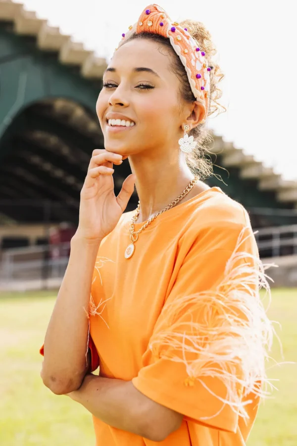 Clemson Silver Logo Earring with BC Logo-Brianna Cannon Fashion