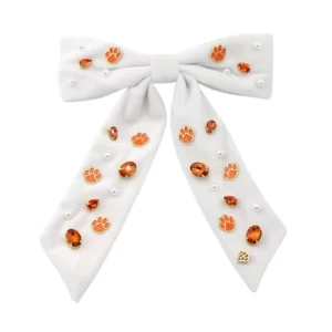 Clemson White Bow Barrette-Brianna Cannon Hot