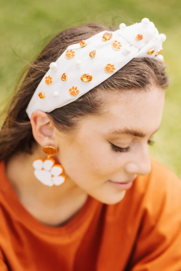 Clemson White Logo Headband-Brianna Cannon Online