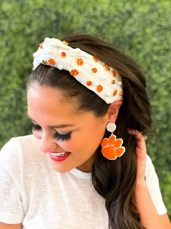 Clemson White Logo Headband-Brianna Cannon Online