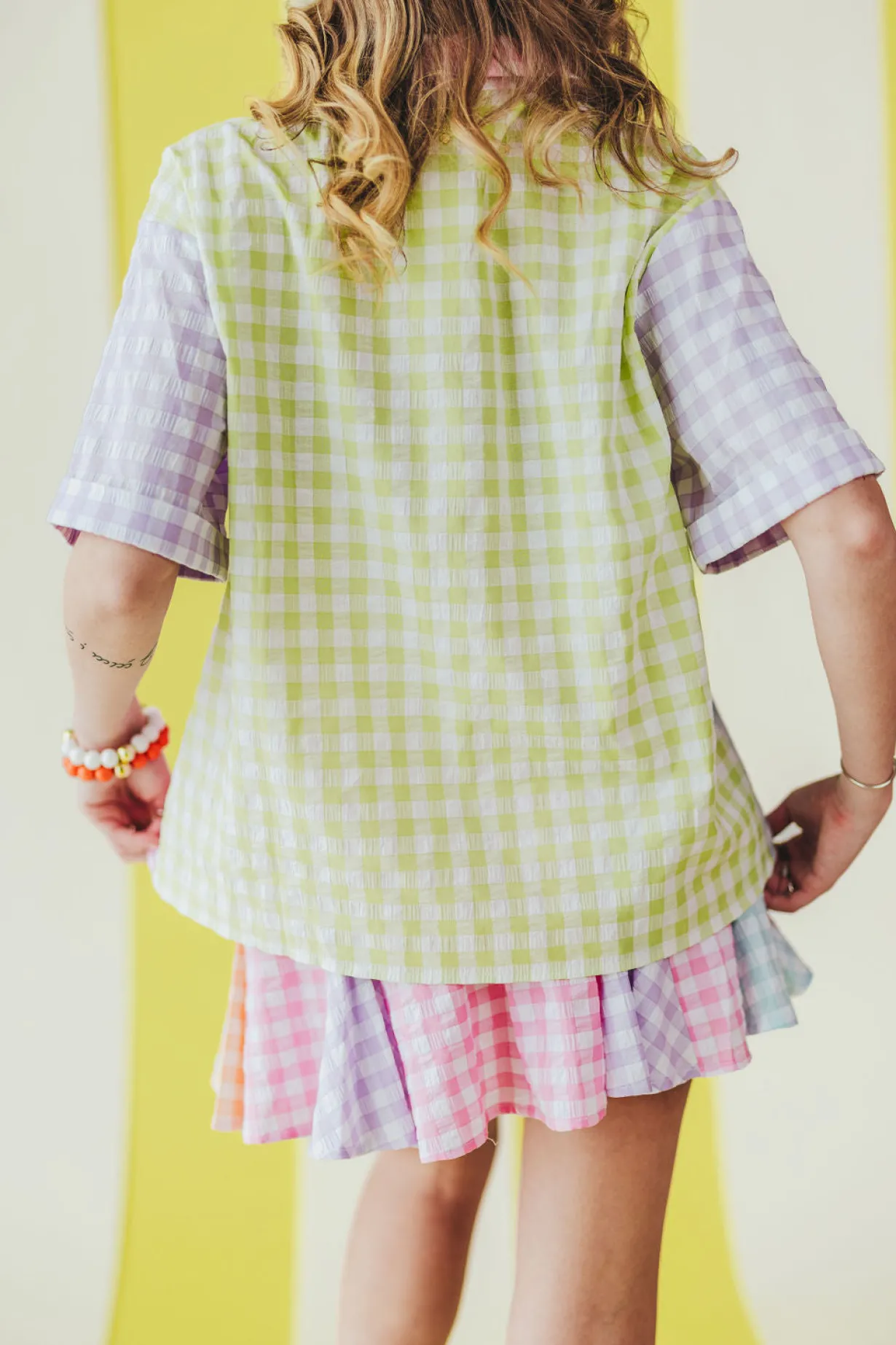color_block_gingham_pleat_6.webp Color Block Gingham Pleated Skirt-Brianna Cannon New