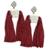 Color Block Tassel Earrings - Maroon and White-Brianna Cannon Outlet
