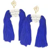 Color Block Tassel Earrings - Blue and White-Brianna Cannon Best