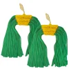 Color Block Tassel Earrings - Green and Gold-Brianna Cannon Discount