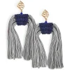 Color Block Tassel Earrings - Navy and Silver-Brianna Cannon Discount