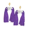 Color Block Tassel Earrings - Purple and White-Brianna Cannon Outlet
