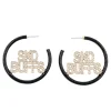 Colorado Black Pavé Hoop Earrings-Brianna Cannon Outlet