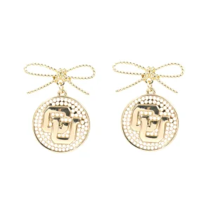 Colorado Pearl Bow Medallion Earrings-Brianna Cannon New