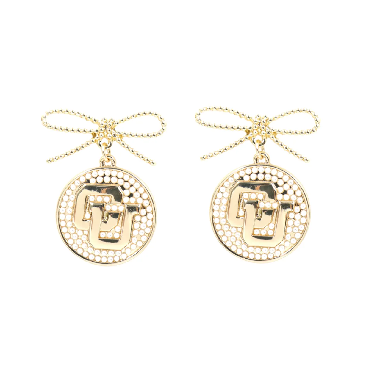 colorado_pearl_bow_medall_0.webp Colorado Pearl Bow Medallion Earrings-Brianna Cannon New