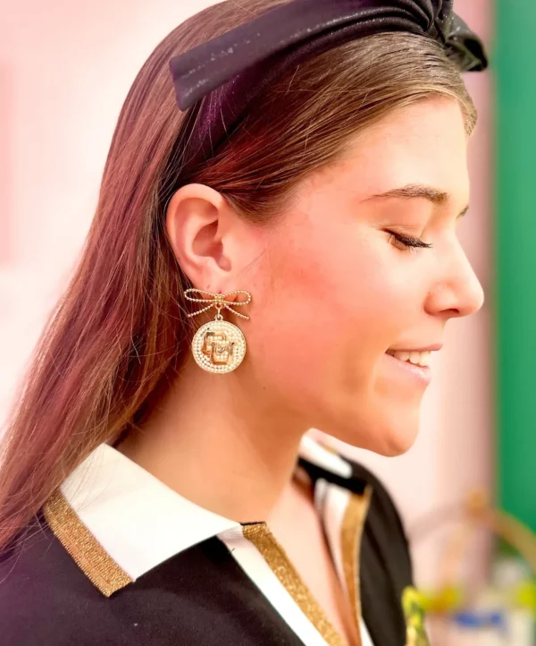 Colorado Pearl Bow Medallion Earrings-Brianna Cannon New