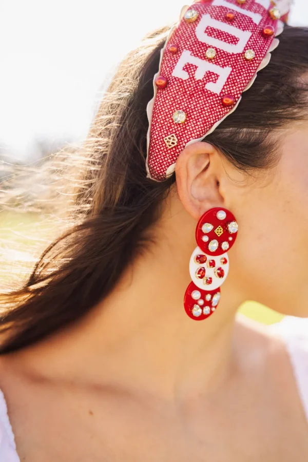 Crimson and White Triple Dot Earrings-Brianna Cannon Sale