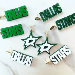 Dallas Stars - Green DALLAS STARS over Black Glitter with White Logo Top-Brianna Cannon Best